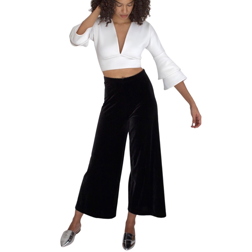 Stretch Velvet Crop Pant Jet Black